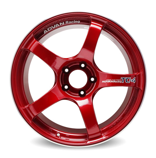 Advan TC4 18x9.5 +45 5-120 Racing Candy Red & Ring Wheel 0