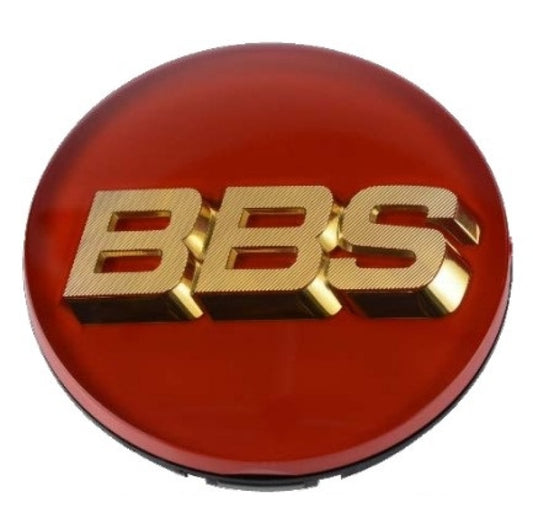 BBS Center Cap - 70mm Red w/ Gold 3D Logo (4-tab) 0