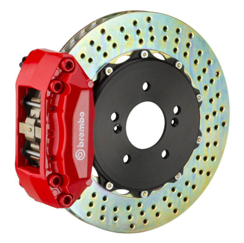 Brembo 04-05 Civic Si Hatchback Fr GT BBK 4Pis Cast 2pc 328x28 2pc Rotor Drilled-Red 0