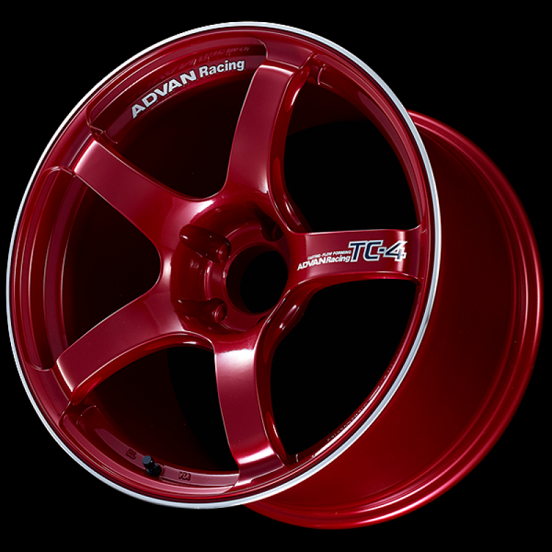 Advan TC4 18x10 +25 5-114.3 Racing Candy Red and Ring Wheel 0