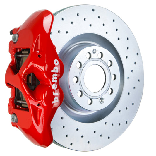 Brembo 05-10 Jetta GLI Front GT BBK 4 Piston Cast 345x30 1pc Rotor Drilled-Red 0