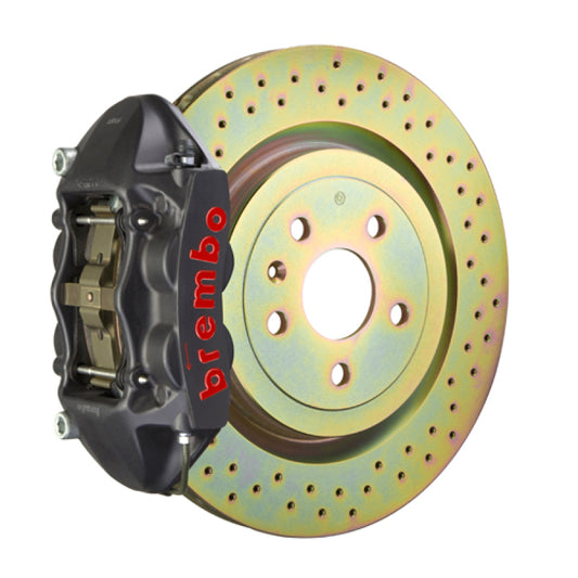Brembo 10-15 Camaro V6 Rear GTS BBK 4 Piston Cast 365x28 1pc Rotor Drilled-Black HA 0