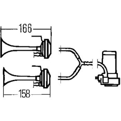 Hella Twin Trumpet Horn Kit 12V 240W 795-800Hz 118dB