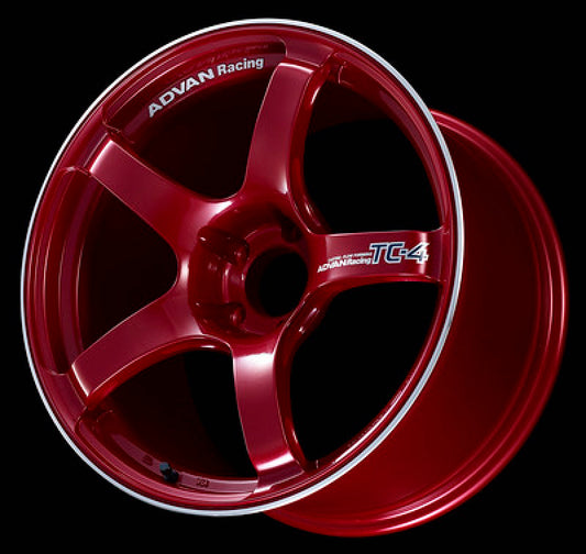Advan TC4 17x7.0 +42 4-100 Racing Candy Red & Ring Wheel 0