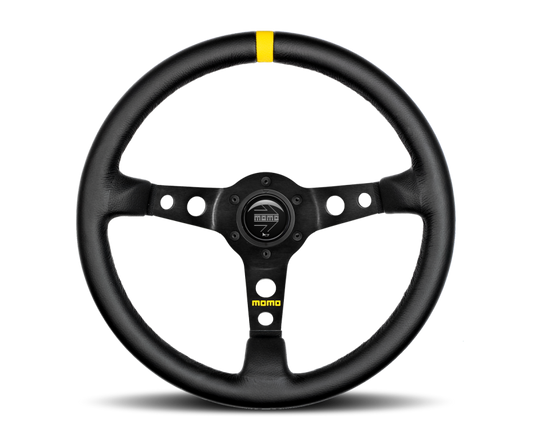 Momo MOD07 Steering Wheel 350 mm - Black Leather/Black Spokes/1 Stripe