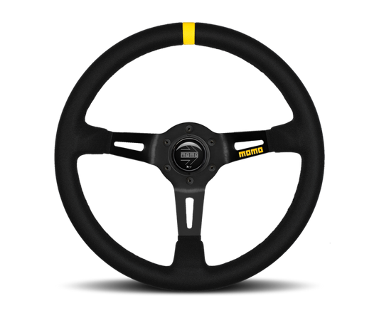 Momo MOD08 Steering Wheel 350 mm - Black Suede/Black Spokes/1 Stripe