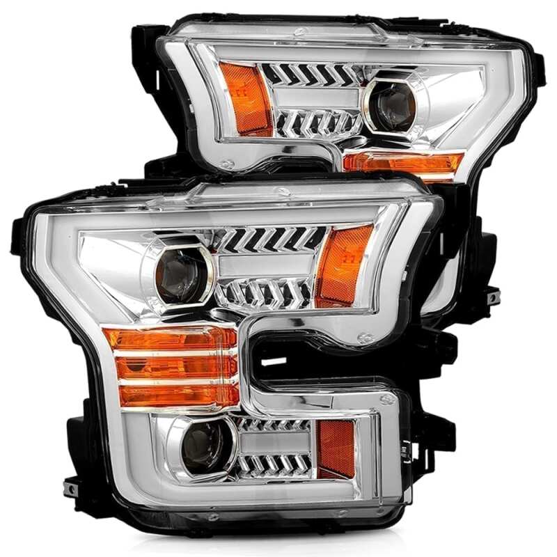 AlphaRex 15-17 Ford F-150 PRO-Series Projector Headlights Plank Style Chrm w/Activ Light/Seq Signal - F-150 & Raptor