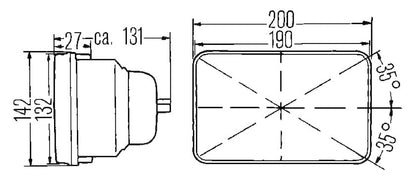 Hella Vision Plus 8in x 6in Sealed Beam Conversion Headlamp - Single Lamp