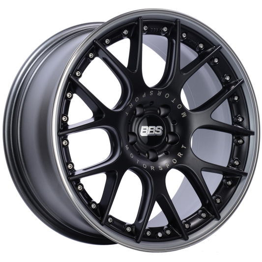 BBS CH-RII 20x9 5x112 ET30 Satin Black Center Platinum Lip SS Rim Prot Wheel -82mm PFS/Clip Req 0