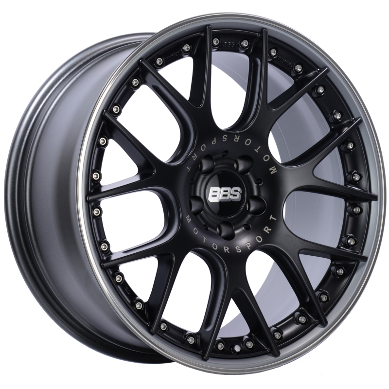 BBS CH-RII 20x9 5x112 ET30 Satin Black Center Platinum Lip SS Rim Prot Wheel -82mm PFS/Clip Req 0