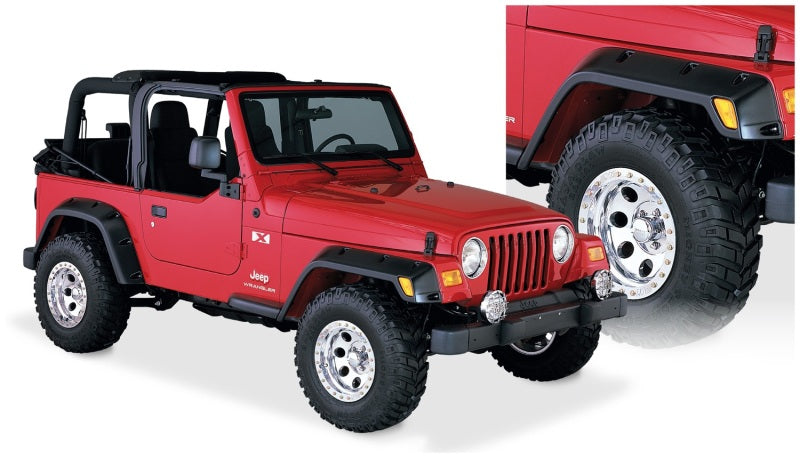 Bushwacker 97-06 Jeep TJ Pocket Style Flares 4pc - Black - Wrangler