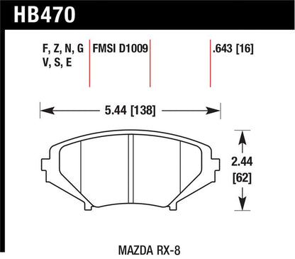 Hawk Performance Hawk 04-09 RX8 HPS Street Front Brake Pads (D1009)
