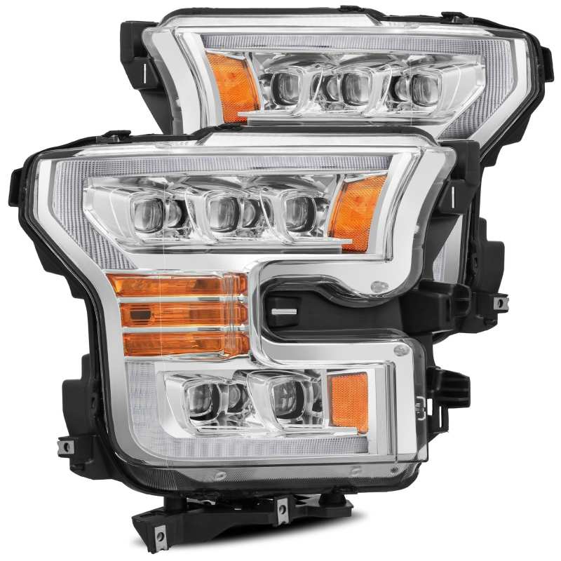 AlphaRex 17-20 Ford Raptor NOVA LED Proj Headlights Plank Style Chrm w/Activ Light Sequential Signal - F-150 & Raptor