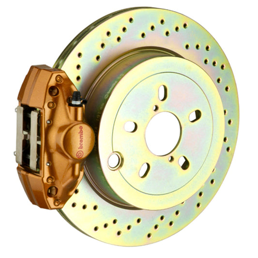 Brembo 02-07 Impreza/ wRX (GD/GG) Rear GT BBK 2 Piston Cast 2pc 316 x20 1pc Rotor Drilled - Gold 0