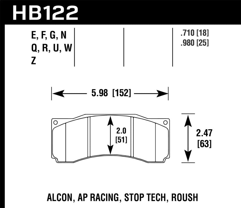 Hawk Performance Hawk DTC-80 AP Racing Alcon Race Brake Pads