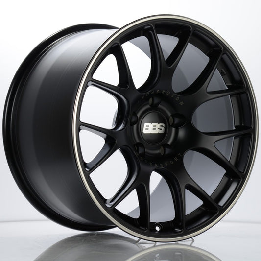 BBS CH-R 19x11 5x130 ET56 CB71.6 Satin Black Polished Rim Protector Wheel w/ Motorsport Etching 0