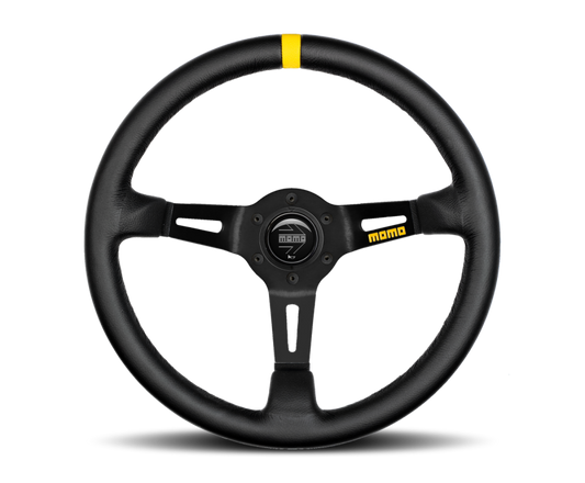 Momo MOD08 Steering Wheel 350 mm - Black Leather/Black Spokes/1 Stripe