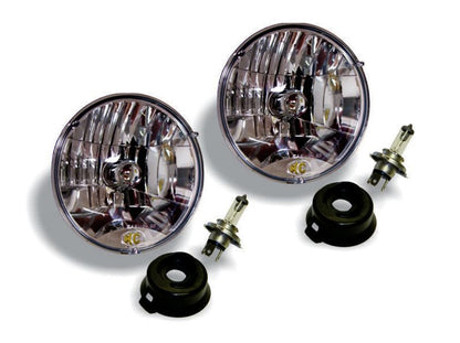 KC HiLiTES Universal/97-06 Jeep TJ 7in. Halogen H4 DOT Headlight 55/60w Lexan (Pair Pack System) - Wrangler