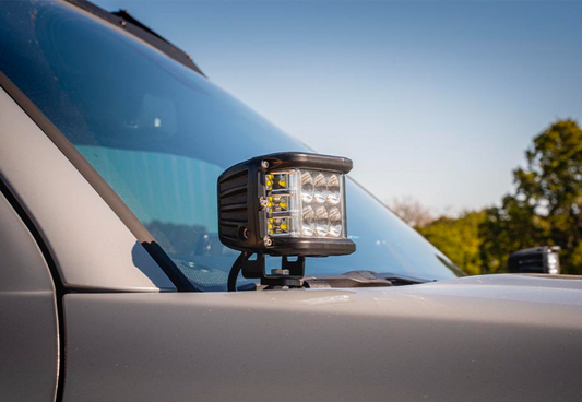 Cali Raised LED Cali Raised 10-24 Toyota 4Runner Low Profile Led Ditch Light Brackets Kit - Brackets W/ 27W Side Pro