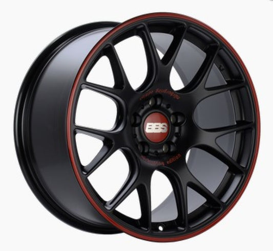 BBS CH-R Nurburgring Edition 18x8.5 5x112 ET47 Satin Black/Red Lip Wheel - 82mm PFS/Clip Req. 0