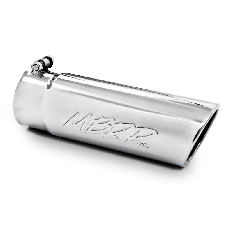 MBRP Universal Tip 4.5 O.D. Dual Walled Angled Rolled End 2.5 Inlet 12in Length - T304