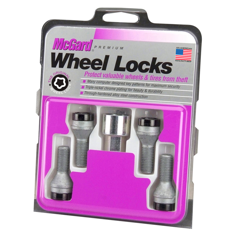 McGard Wheel Lock Bolt Set - 4pk. (Cone Seat) M14X1.5 / 17mm Hex / 31.0mm Shank Length - Black - 745i