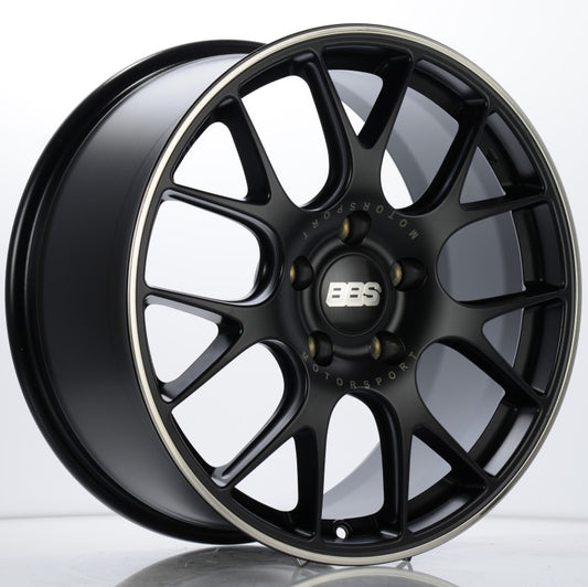 BBS CH-R 19x8.5 5x130 ET51 CB71.6 Satin Black Polished Rim Protector Wheel w/ Motorsport Etching 0