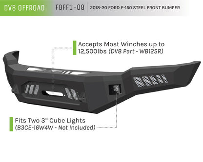 DV8 Offroad 2018+ Ford F-150 Front Bumper w/ Light Holes - F-150 & Raptor