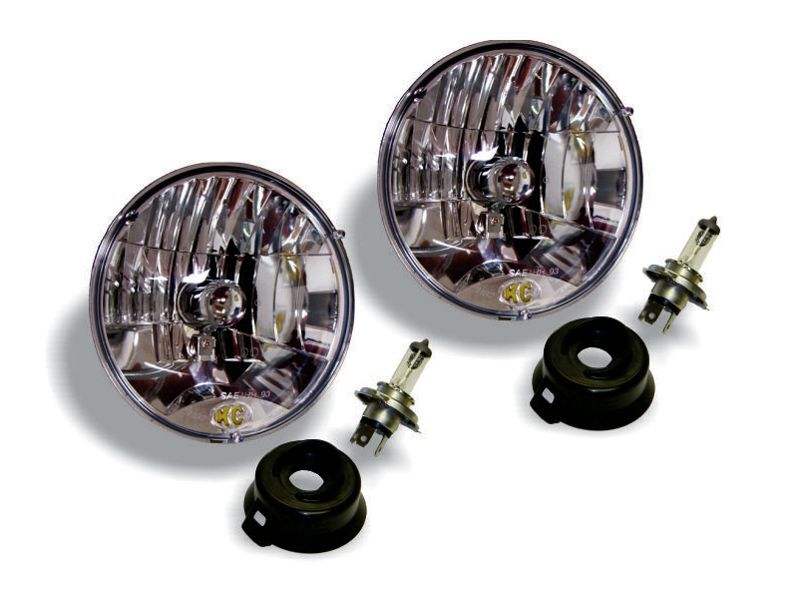 KC HiLiTES Universal/97-06 Jeep TJ 7in. Halogen H4 DOT Headlight 55/60w Lexan (Pair Pack System) - Wrangler