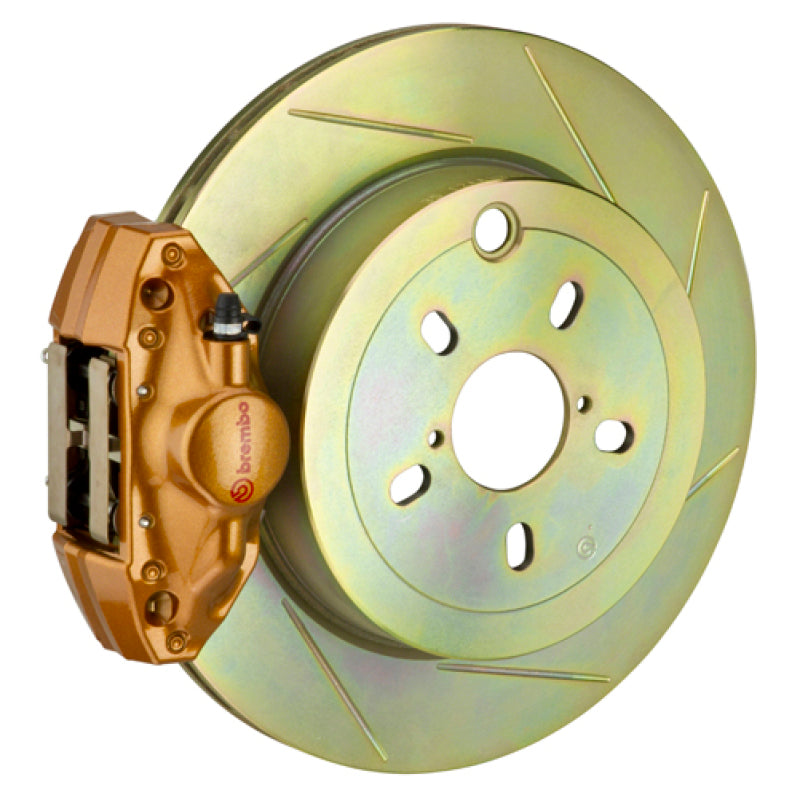 Brembo 08-14 WRX Rear GT BBK 2 Piston Cast 2pc 316 x20 1pc Rotor Slotted Type1 - Gold 0