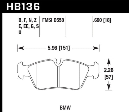 Hawk Performance Hawk 01-06 BMW 325CI L6-2.5L DTC-70 Race Front Brake Pads
