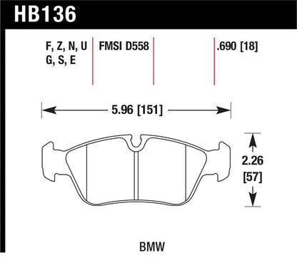 Hawk Performance Hawk 01-06 BMW 325CI L6-2.5L DTC-70 Race Front Brake Pads