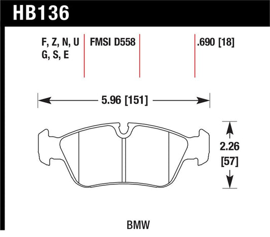 Hawk Performance Hawk 01-06 BMW 325CI L6-2.5L DTC-70 Race Front Brake Pads