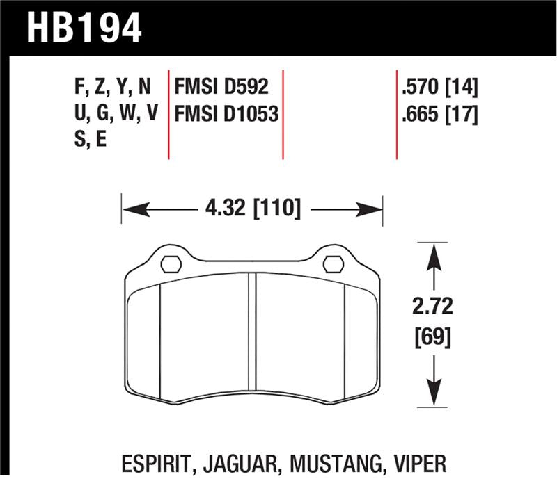 Hawk Performance Hawk 2010 Camaro SS HP+ Street Rear Brake Pads
