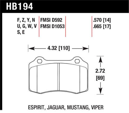 Hawk Performance Hawk 2010 Camaro SS HP+ Street Rear Brake Pads