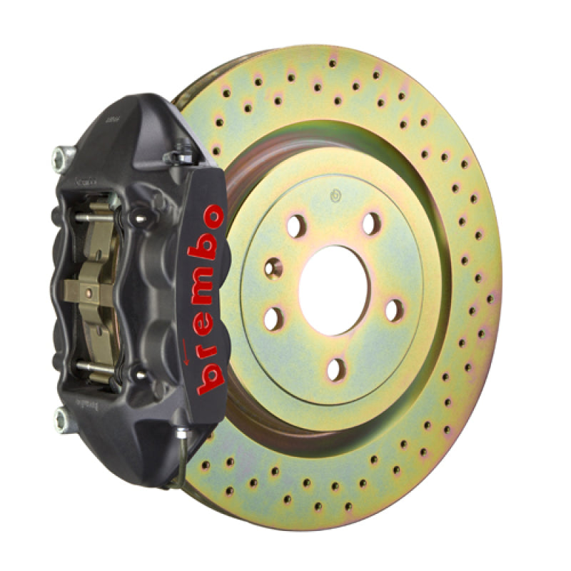 Brembo 10-15 Camaro V6 Rear GTS BBK 4 Piston Cast 365x28 1pc Rotor Drilled-Black HA 0