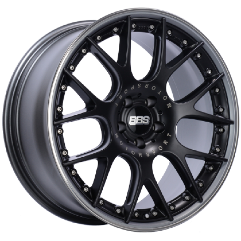 BBS CH-RII 22x10.5 5x112 ET18 / 66.5 CB Satin Black Center Platinum Lip SS Rim Protector Wheel 0