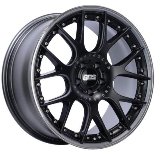BBS CH-RII 20x9.5 5x120 ET40 Satin Black Center Platinum Lip SS Rim Prot Wheel -82mm PFS/Clip Req 0