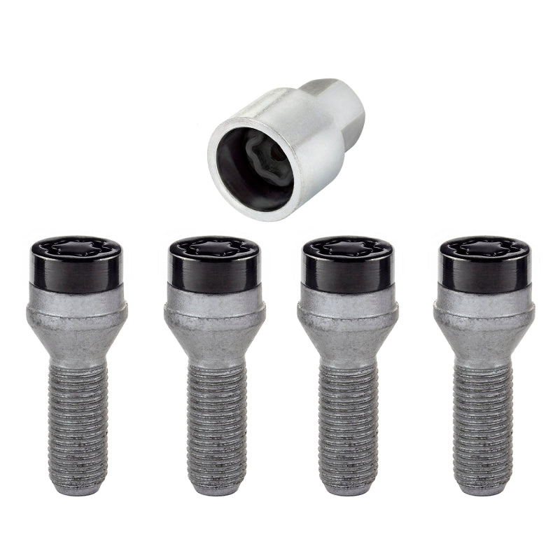 McGard Wheel Lock Bolt Set - 4pk. (Cone Seat) M14X1.5 / 17mm Hex / 31.0mm Shank Length - Black - 745i