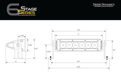 Diode Dynamics 6 In LED Light Bar Single Row Straight SS6 - White Wide Light Bar (Single)